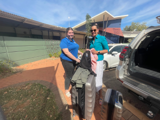 Engagement Officer dropping off warm clothing to MWW.